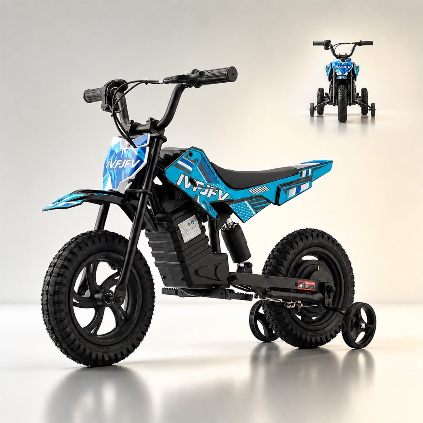 IVFJFV DZ06 Electric-Powered Dirt Bike,Motor Bike Rear-wheel drive with Removable Training Wheels,E Dirt Bike with 12.5" Tire & 120W Motor,6.2 Mph & 4.3 Miles,TEAL
