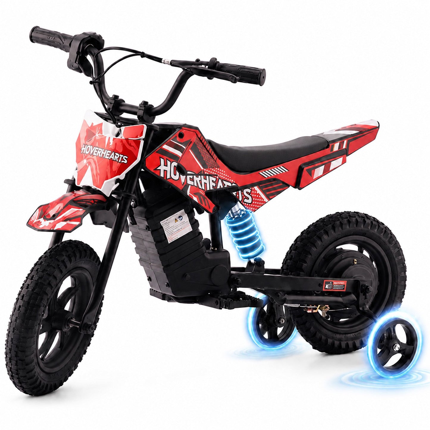 IVFJFV Electric Dirt Bike,up to 6.21 mph, 24V Electric Dirt Bike with Removable Training Wheels for Child 8+,Red