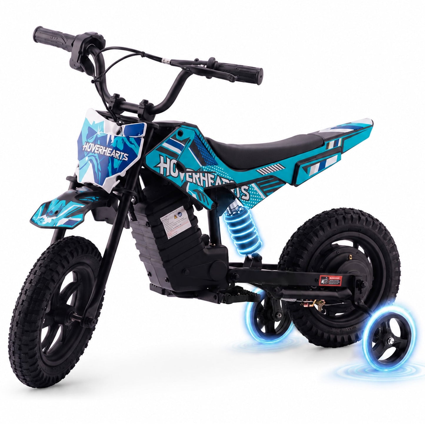 IVFJFV Electric Dirt Bike,up to 6.21 mph, 24V Electric Dirt Bike with Removable Training Wheels for Child 8+,SKY BLUE
