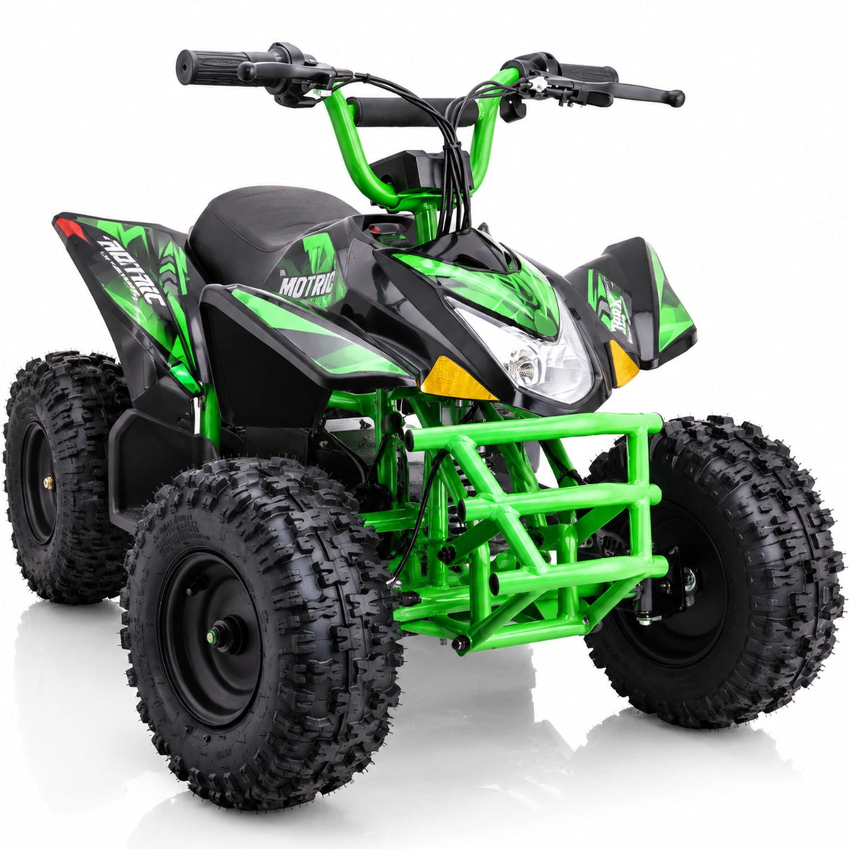 IVFJFV Powered 4 Wheeler,500W Electric 4 Wheeler with Dual Speed Adjustment,36V Four Wheeler Max 15 MPH, Front & Rear Shock Absorbers, All-Terrain Tires and Safety Disc Brake,GREEN