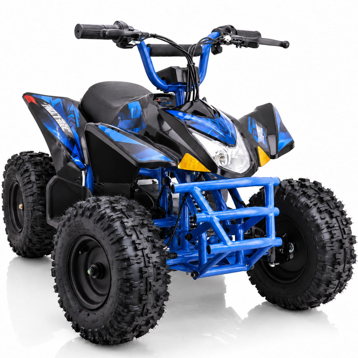 IVFJFV Powered 4 Wheeler,500W Electric 4 Wheeler with Dual Speed Adjustment,36V Four Wheeler Max 15 MPH, Front & Rear Shock Absorbers, All-Terrain Tires and Safety Disc Brake,BLUE