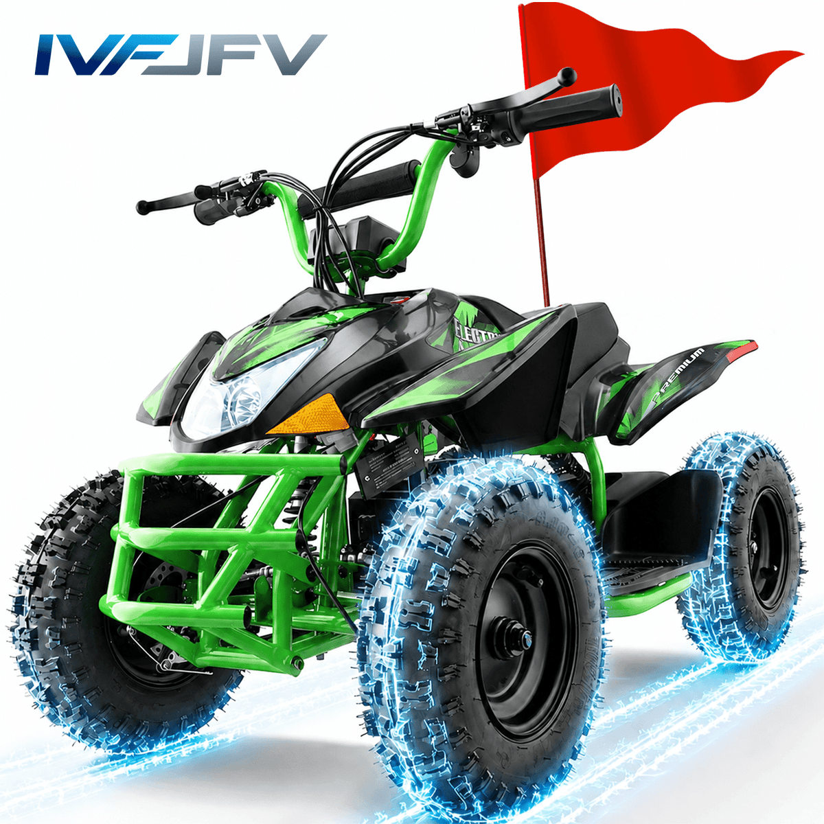 IVFJFV Off Road Electric Four Wheeler, Battery Powered Four Wheele with 12AH Battery & Dual Speed 10-15MPH, 36V Four Wheeler Equipped with 500W Motor, Front & Rear Shock Absorbers, Disc Brake,GREEN