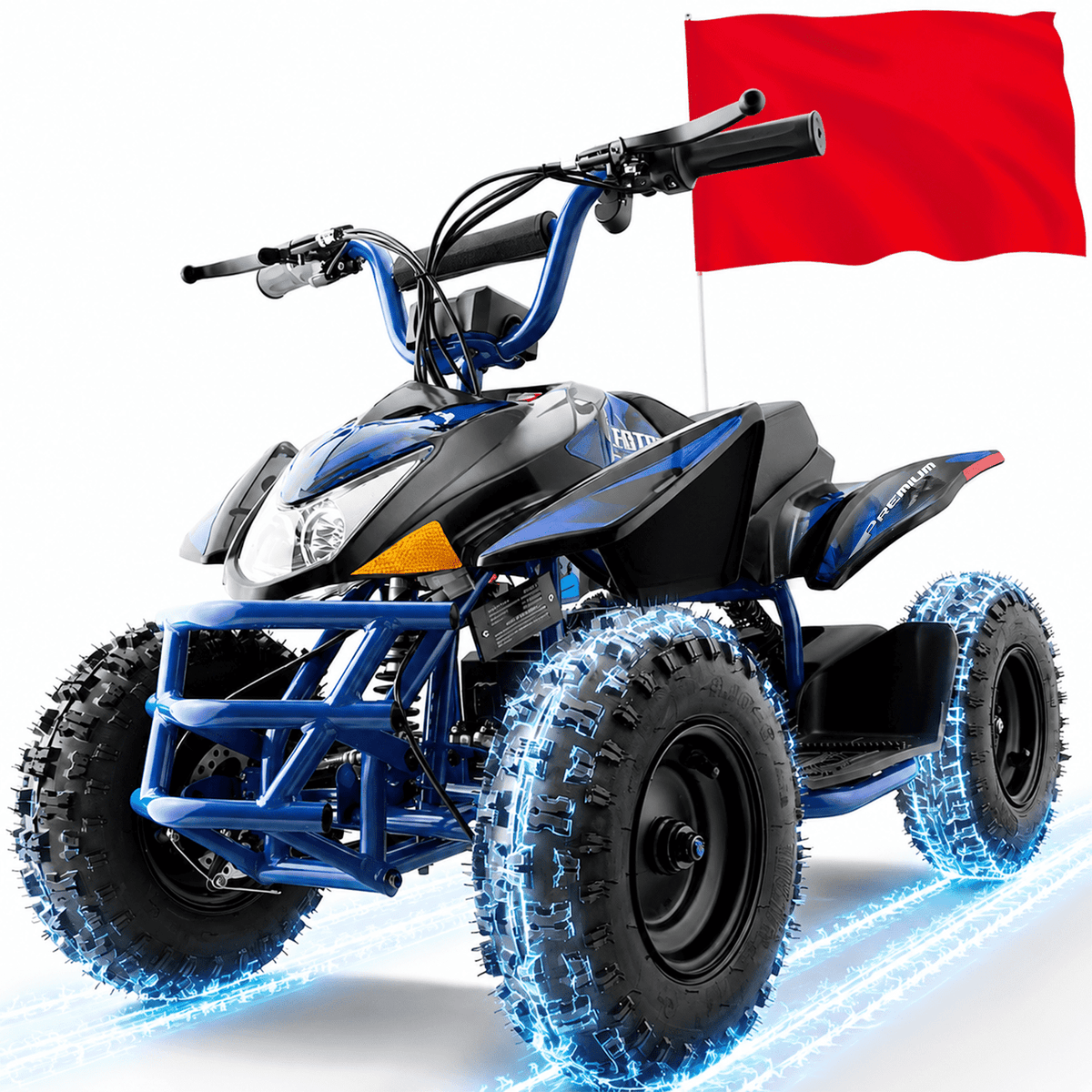 IVFJFV Off Road Electric Four Wheeler, Battery Powered Four Wheele with 12AH Battery & Dual Speed 10-15MPH, 36V Four Wheeler Equipped with 500W Motor, Front & Rear Shock Absorbers, Disc Brake,BLUE