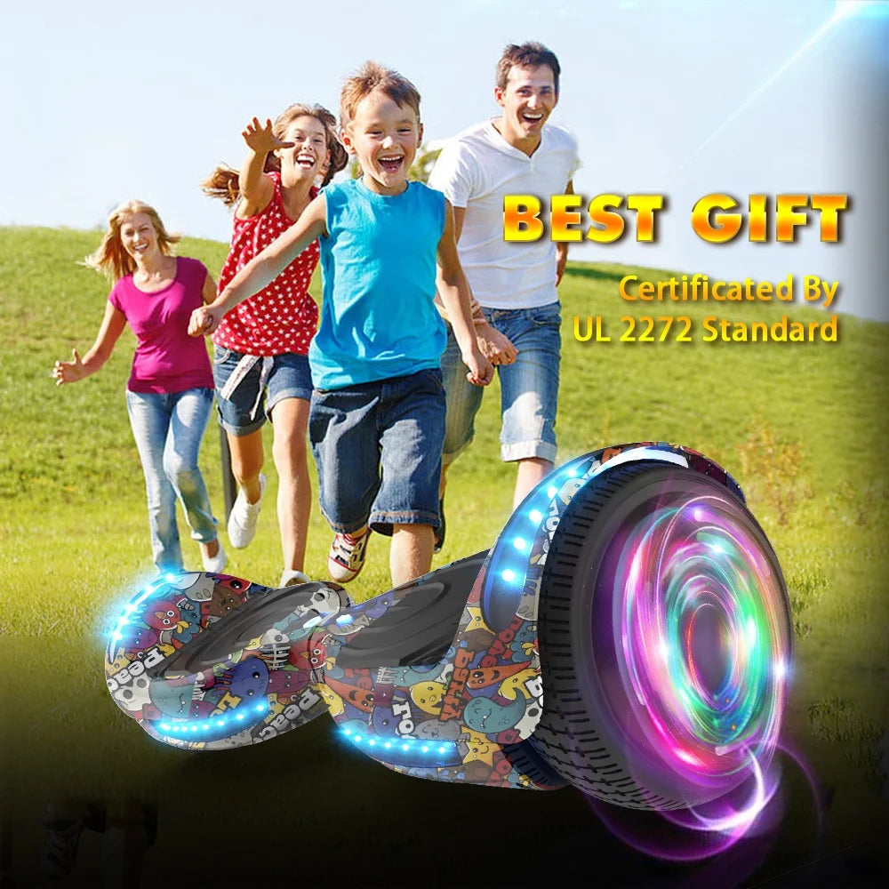 MOSTA All Terrain Self-Balance Scoote ,Electric Scooter Board for Kids & Adults with Bluetooth and Led Lights,6.5 inch,165 lbs capacity Perfect Gift