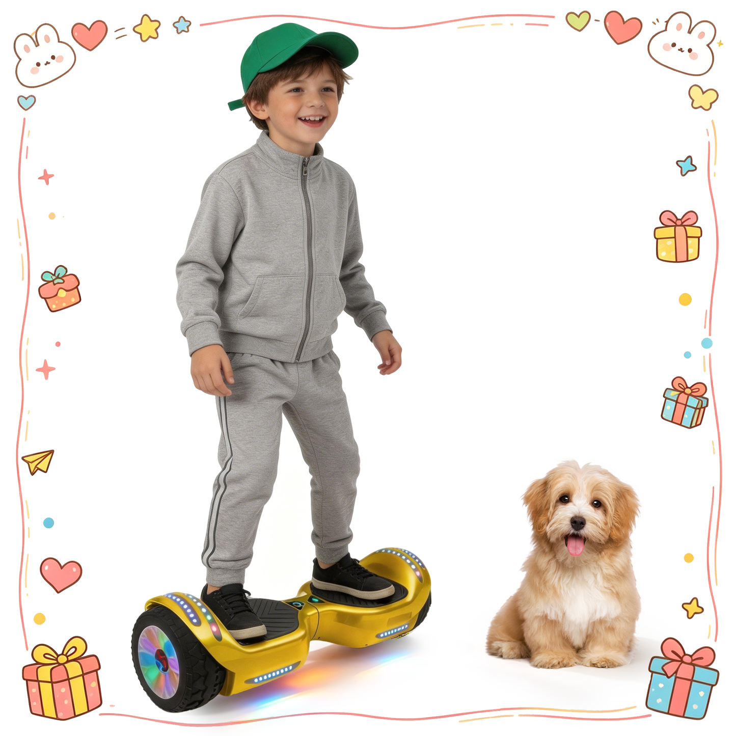 Mosta Hover Electric Scooter Board for Kids & Adults, 9 mph & 9 Miles All Terrain Self-Balance Scooter with Bluetooth and Led Lights,6.5 inch,165 lbs capacity,LED Light,Perfect Gift