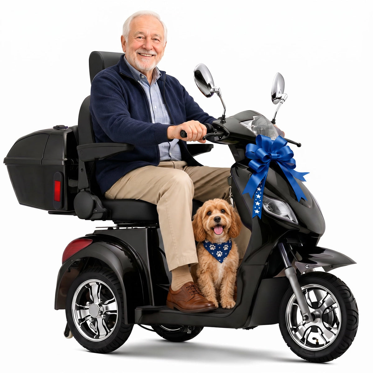 Ostrina 3-Wheel Mobility Scooter for Seniors–500 lb Capacity,800W Motor,31-Mile Long Range,15 MPH Top Speed,Premium Comfort Seat,Rear Trunk,No Assembly(Black)