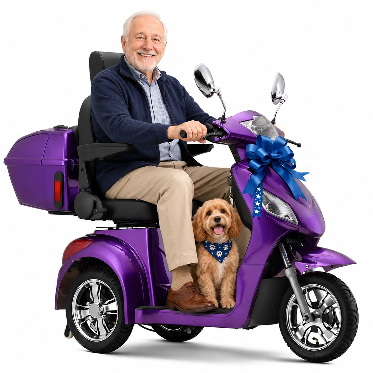 Ostrina 3-Wheel Mobility Scooter for Seniors–500 lb Capacity,800W Motor,31-Mile Long Range,15 MPH Top Speed,Premium Comfort Seat,Rear Trunk,No Assembly(Purple)