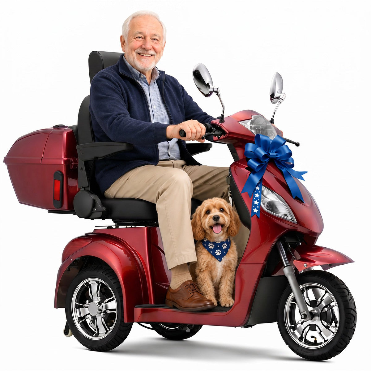 Ostrina 3-Wheel Mobility Scooter for Seniors–500 lb Capacity,800W Motor,31-Mile Long Range,15 MPH Top Speed,Premium Comfort Seat,Rear Trunk,No Assembly(Red)