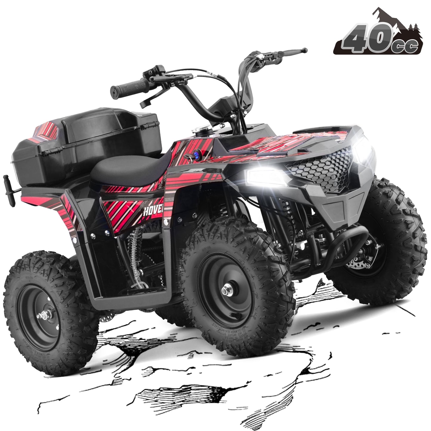 Pescroa 40CC 4-Stroke Ride-On, Gas Ride-On, Gas Ride-On with 15.5 MPH Max Speed, Dual Spring Suspension, Ride-On with 25 Miles Max Range