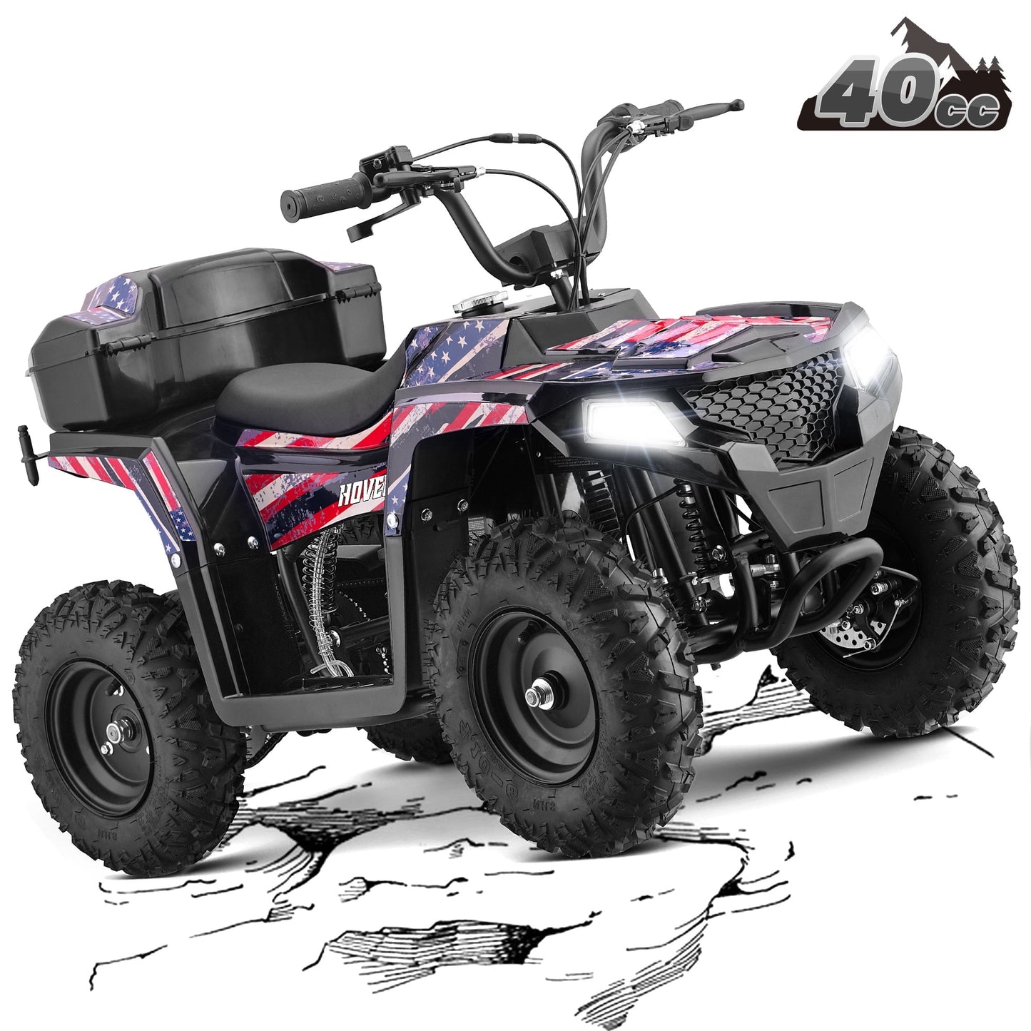 Pescroa 40CC 4-Stroke Ride-On, Gas Ride-On, Gas Ride-On with 15.5 MPH Max Speed, Dual Spring Suspension, Ride-On with 25 Miles Max Range