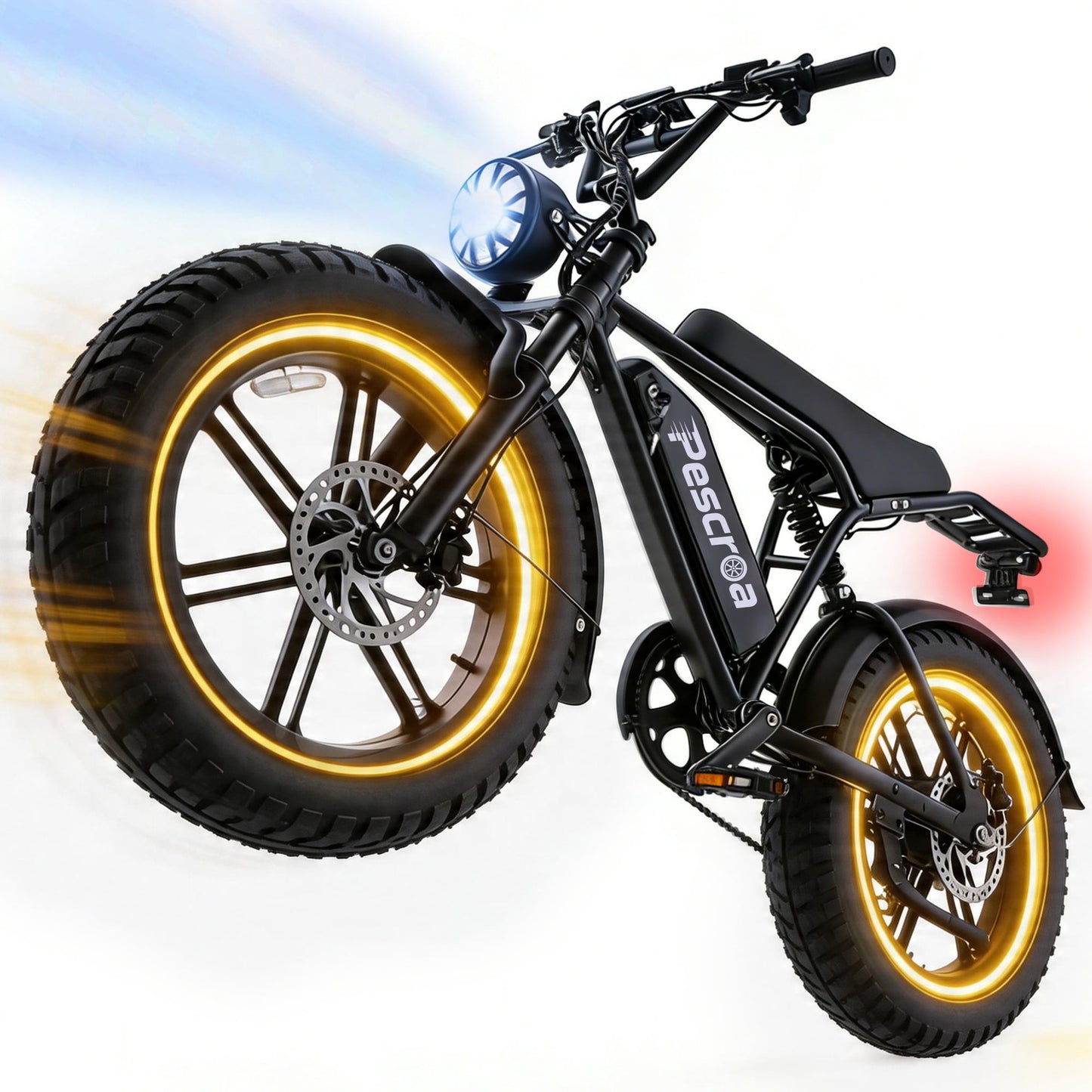 Pescroa Ebikes for Adults, 1500W Peak Motor E Bike for Adult, Adult Electric Bike with 28MPH Max Speed, Adult Electric Bicycles with 20"x4" Fat Tire