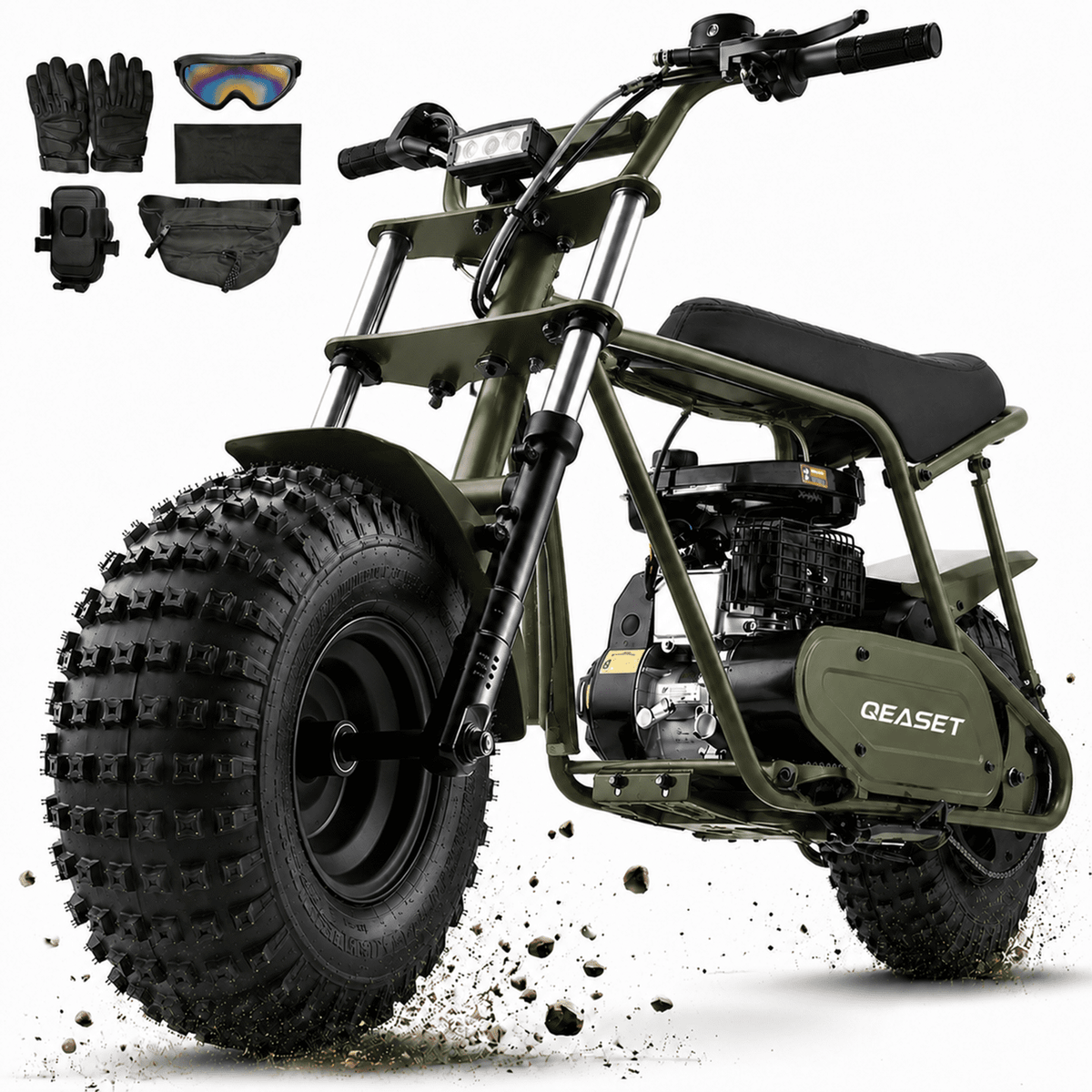 QEASET 105CC EPA Approved 4-Stroke Mini Bike, Off-Road Pocket Motorcycle, 30MPH, Hand Pull Start, Rear Disc Brake, Black
