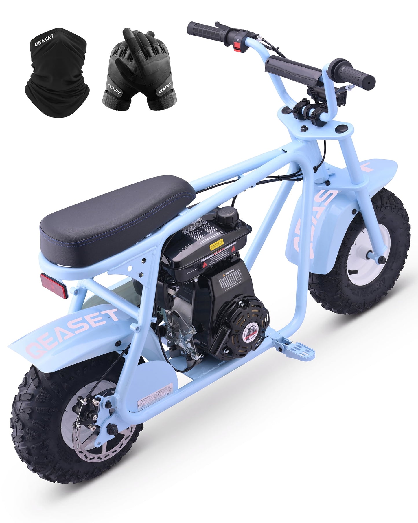 QEASET 105cc Gas Mini Dirt Bike, 4-Stroke 3HP Engine, Off-Road Ride-On Mini Bike, Ages 16+, Top Speed 25 mph, 200 lb Capacity, Blue