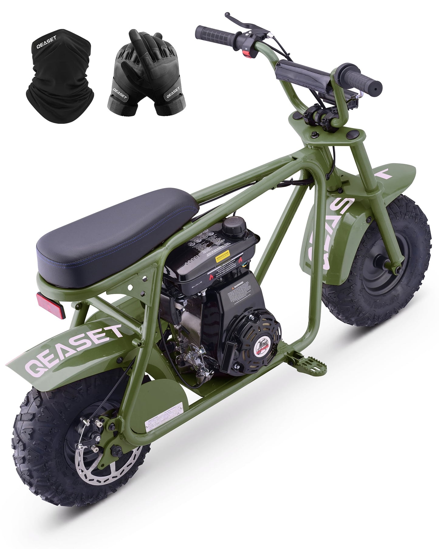 QEASET 105cc Gas Mini Dirt Bike, 4-Stroke 3HP Engine, Off-Road Ride-On Mini Bike, Ages 16+, Top Speed 25 mph, 200 lb Capacity, Green