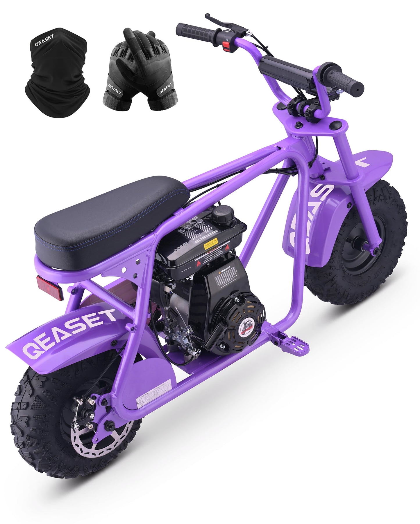 QEASET 105cc Gas Mini Dirt Bike, 4-Stroke 3HP Engine, Off-Road Ride-On Mini Bike, Ages 16+, Top Speed 25 mph, 200 lb Capacity, Purple