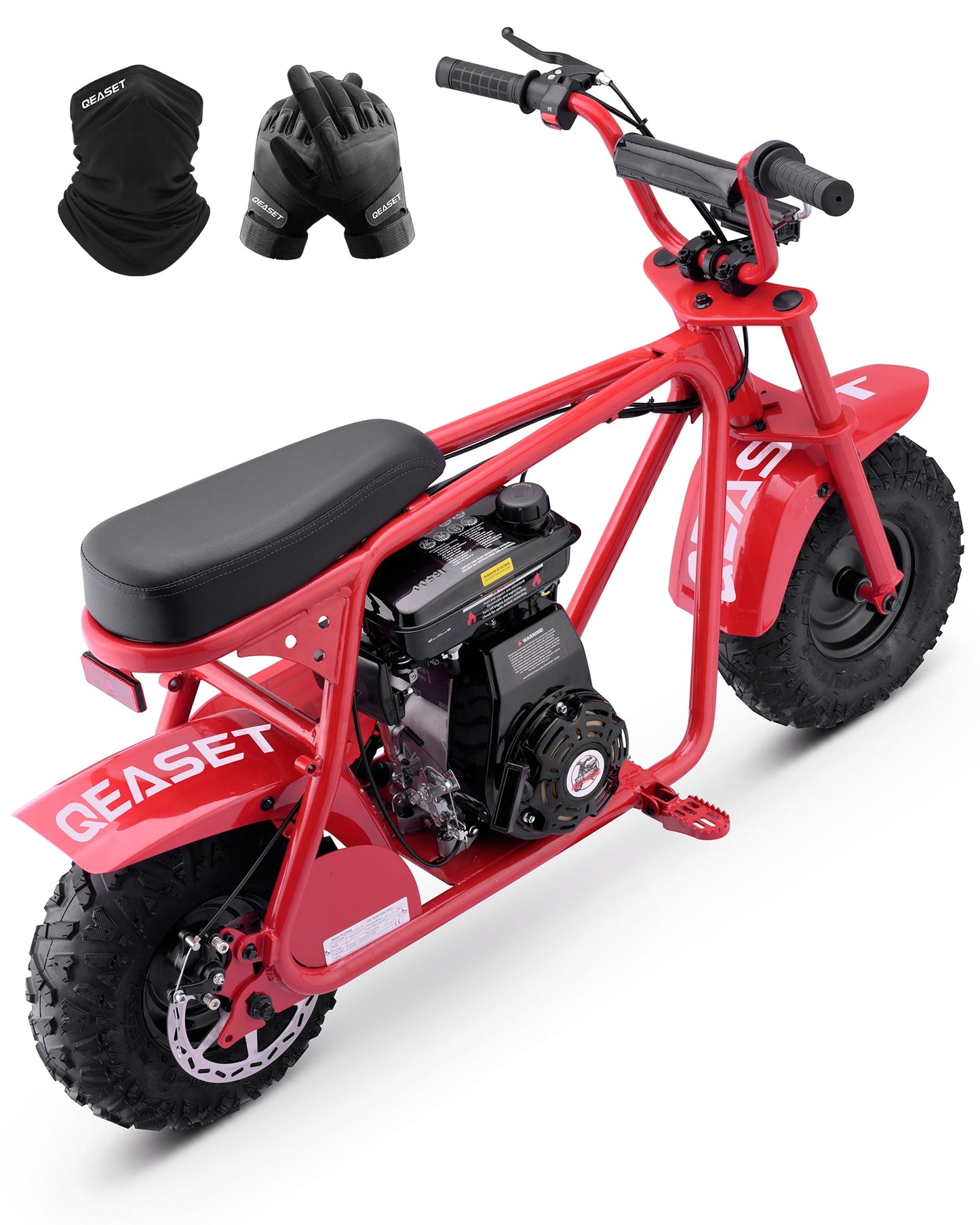 QEASET 105cc Gas Mini Dirt Bike, 4-Stroke 3HP Engine, Off-Road Ride-On Mini Bike, Ages 16+, Top Speed 25 mph, 200 lb Capacity, Red