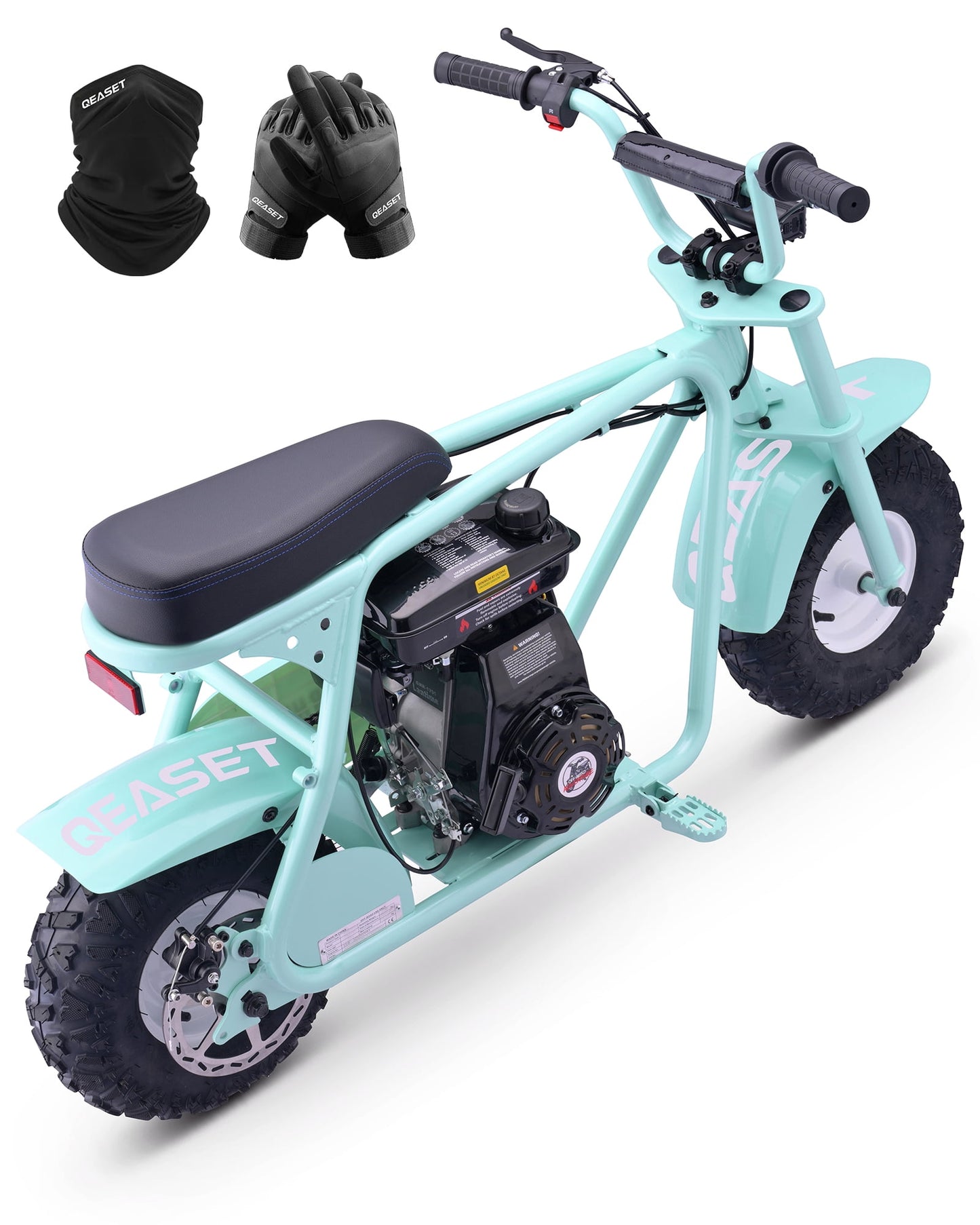 QEASET 105cc Gas Mini Dirt Bike, 4-Stroke 3HP Engine, Off-Road Ride-On Mini Bike, Ages 16+, Top Speed 25 mph, 200 lb Capacity, Teal
