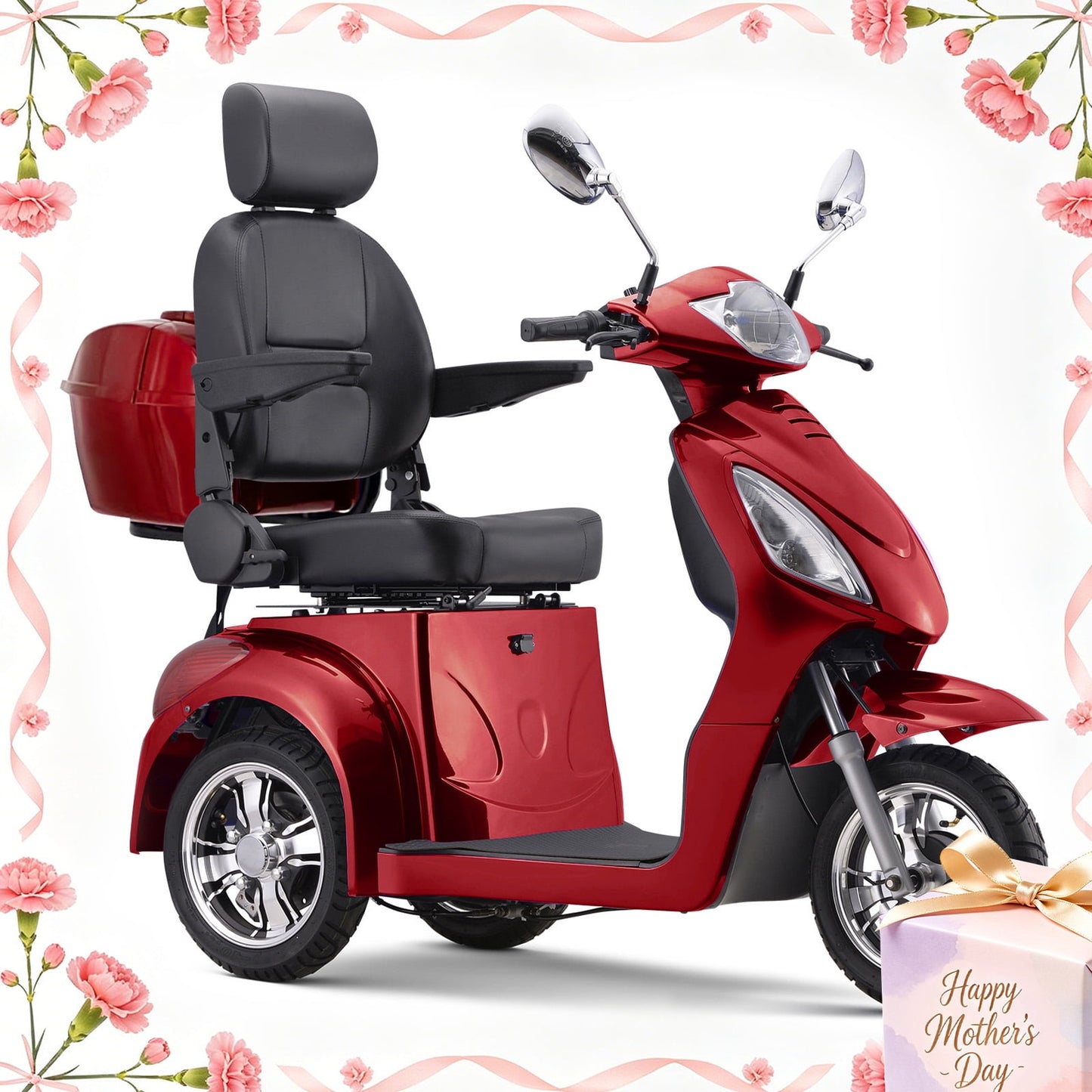 QEASET 3 Wheels Mobility Scooter For Seniors, Adults, Handicapped, Mother's Day Gift