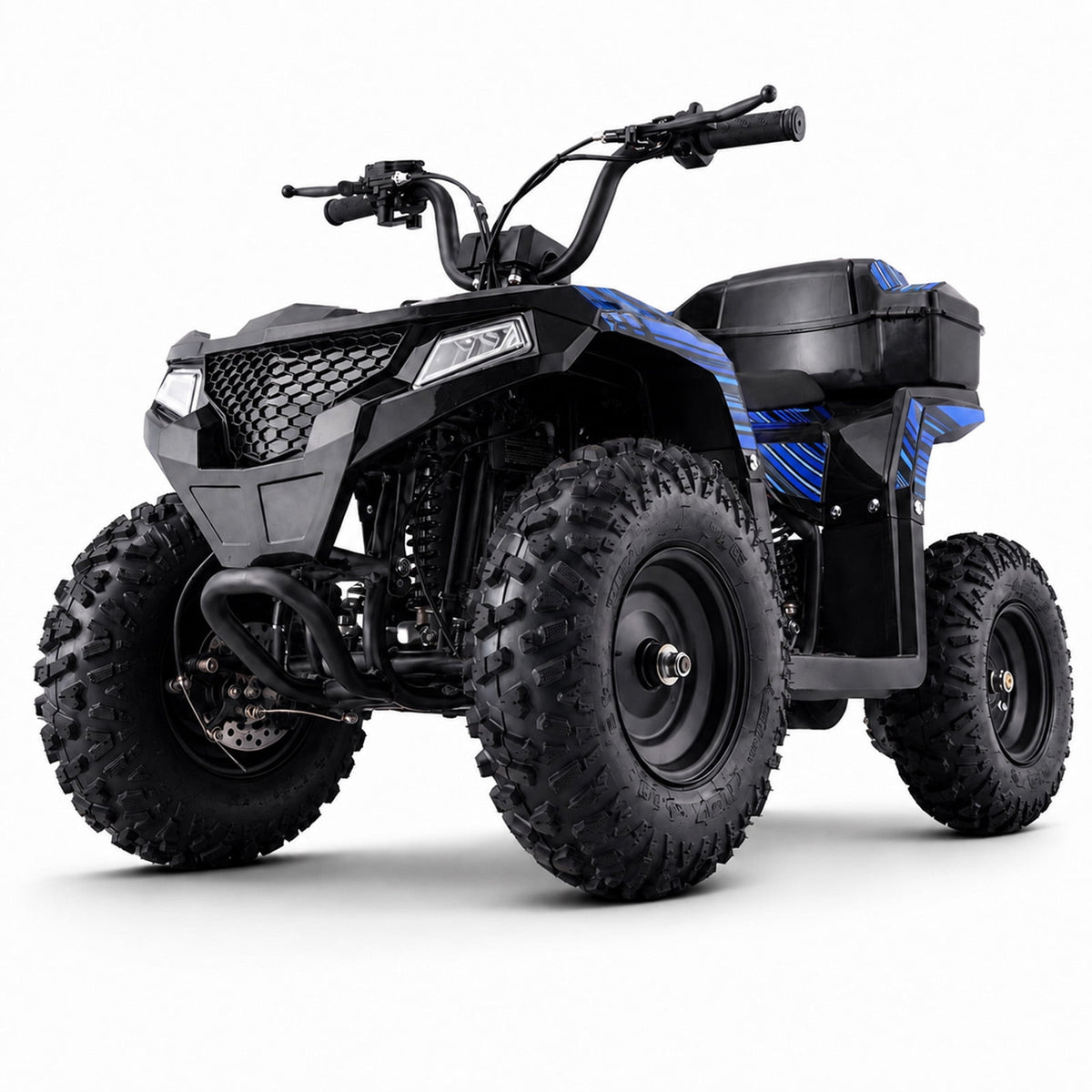 39cc Teen Gas ATV, Gas Powered 4 Wheeler for Teens 13+, 4-Stroke Beginner ATV, Up to 15 MPH, Adjustable Speed, Safety Switches, Front & Rear Brakes Blue