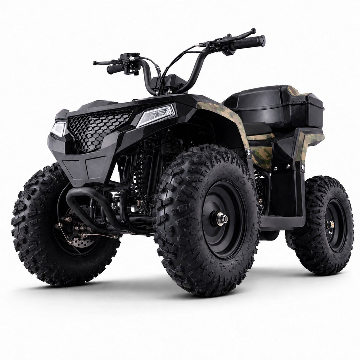 39cc Teen Gas ATV, Gas Powered 4 Wheeler for Teens 13+, 4-Stroke Beginner ATV, Up to 15 MPH, Adjustable Speed, Safety Switches, Front & Rear Brakes Green Camo