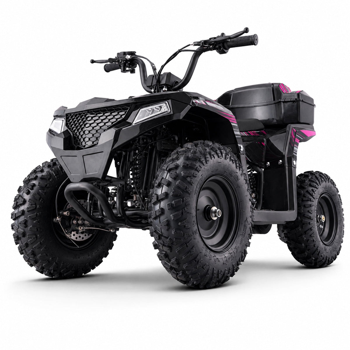 39cc Teen Gas ATV, Gas Powered 4 Wheeler for Teens 13+, 4-Stroke Beginner ATV, Up to 15 MPH, Adjustable Speed, Safety Switches, Front & Rear Brakes - Pink