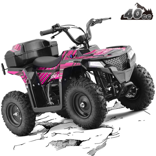 QEASET 40 cc Trail Blazer Ride-On Buggy – Dual-Speed Off-Roader, Key-Lock Safe, 10-15.5mph, Pink