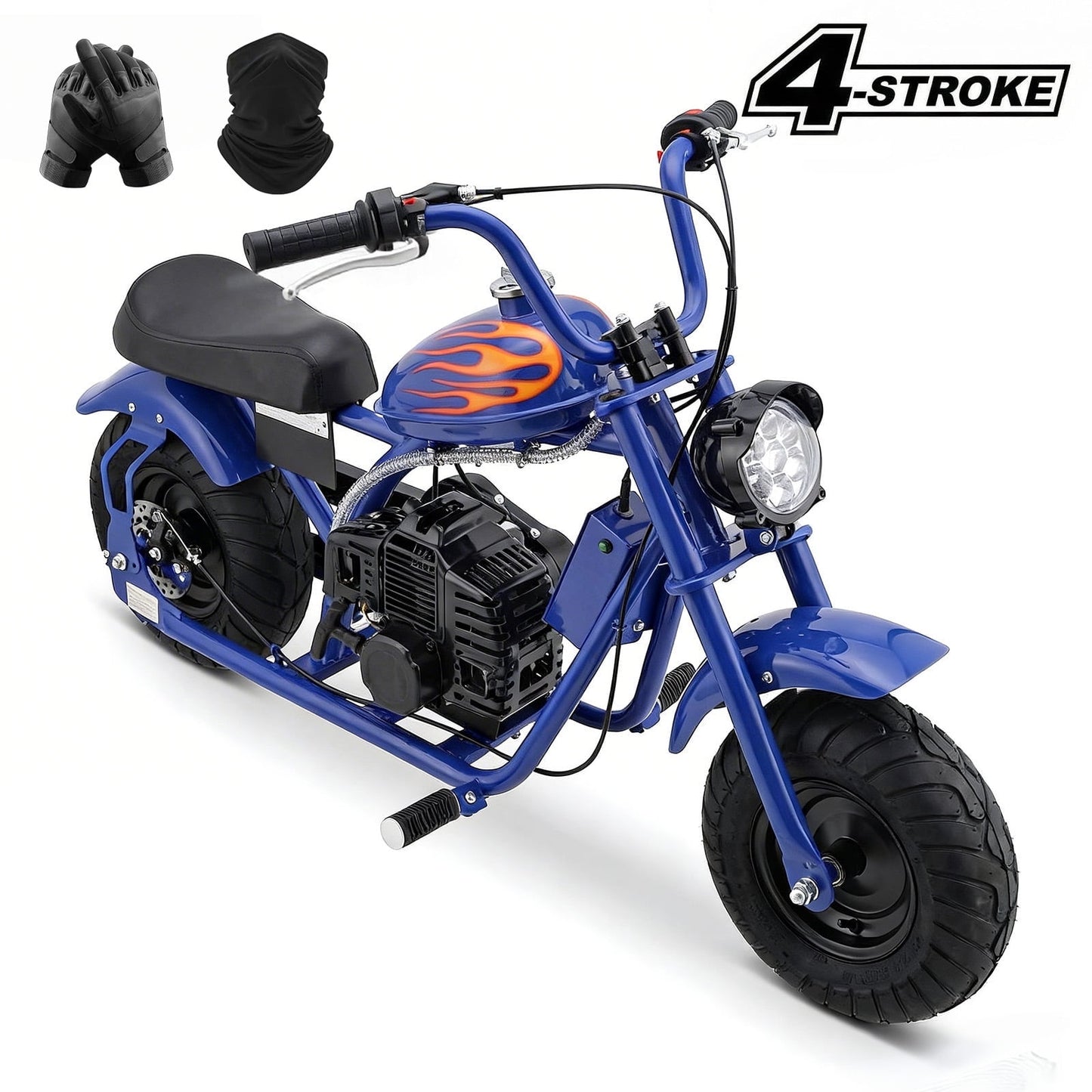 QEASET 40cc Gas Power 4 Stroke Mini Pit Dirt Bike Pull Start for Tweens with 6" Wheels, BLUE