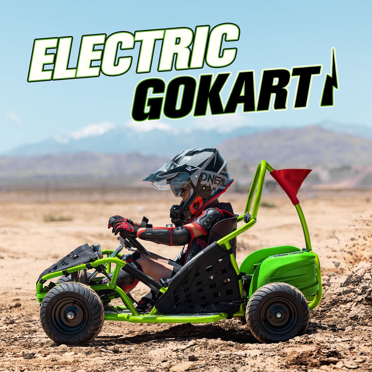 QEASET 48V Electric Go-Kart 1000W Brushless Motor, 20mph Max, 13" All-Terrain Tires, High-Tensile Steel Frame, 4-Point Seat Belt, 3-Speed Control, Hydraulic Disc Brake,Green