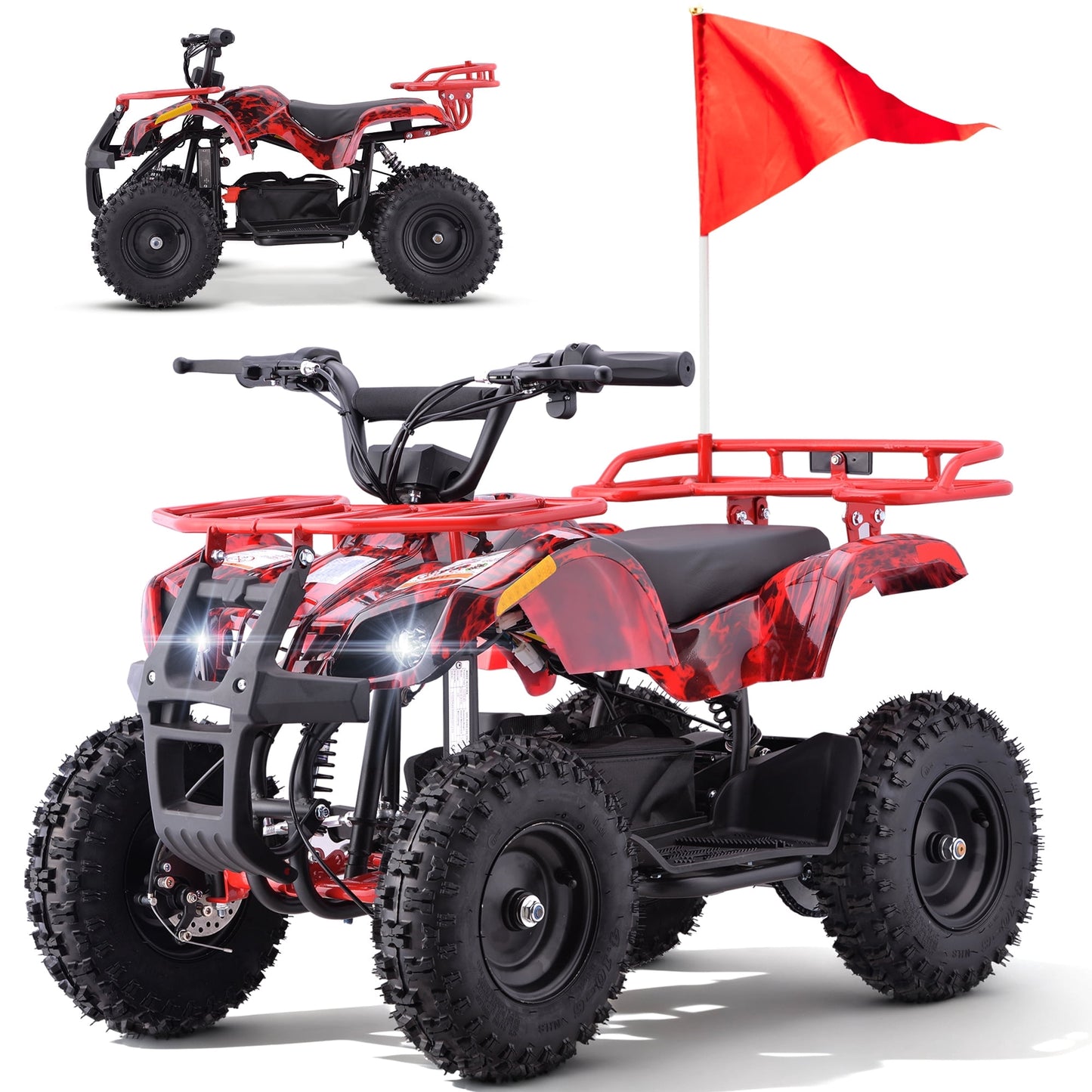 QEASET 500W 36V Battery Ride-On Off-Road 4-Wheeler – 15-Mile Range, Orange