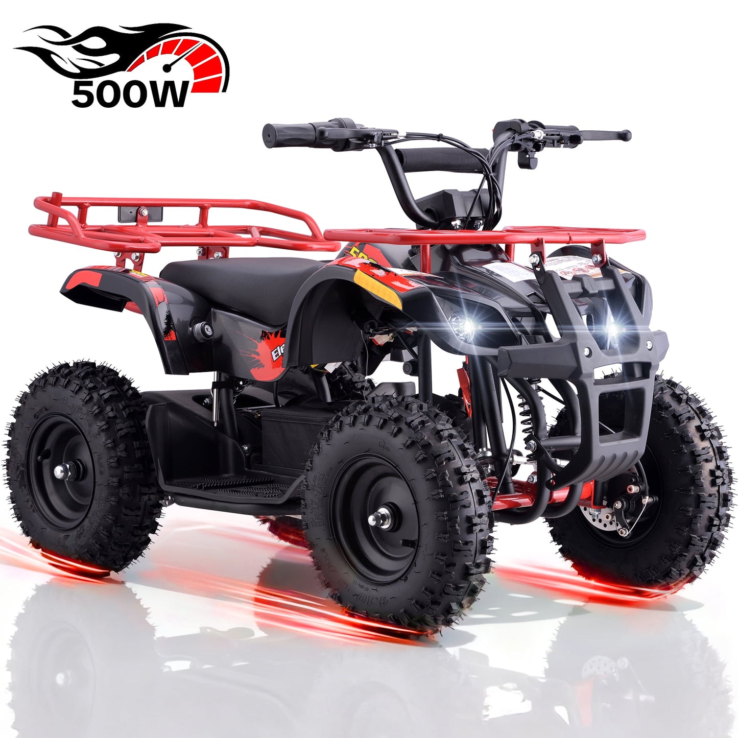 QEASET 500W 36V Battery Ride-On Off-Road 4-Wheeler – 15-Mile Range, Red