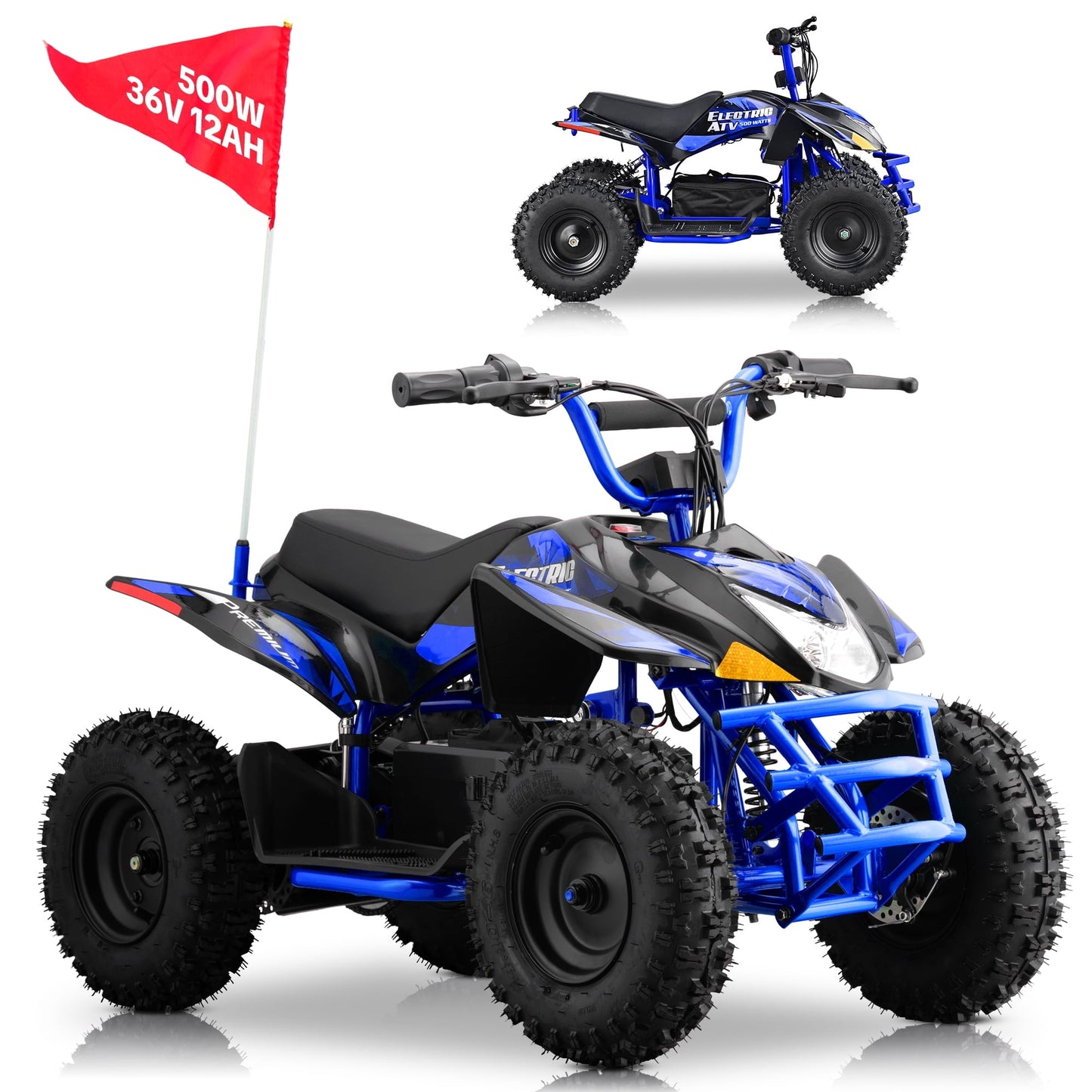 QEASET 500W Sport Ride – 15 mph Speed, 36V Battery, 45–60 Min Run Time, Blue
