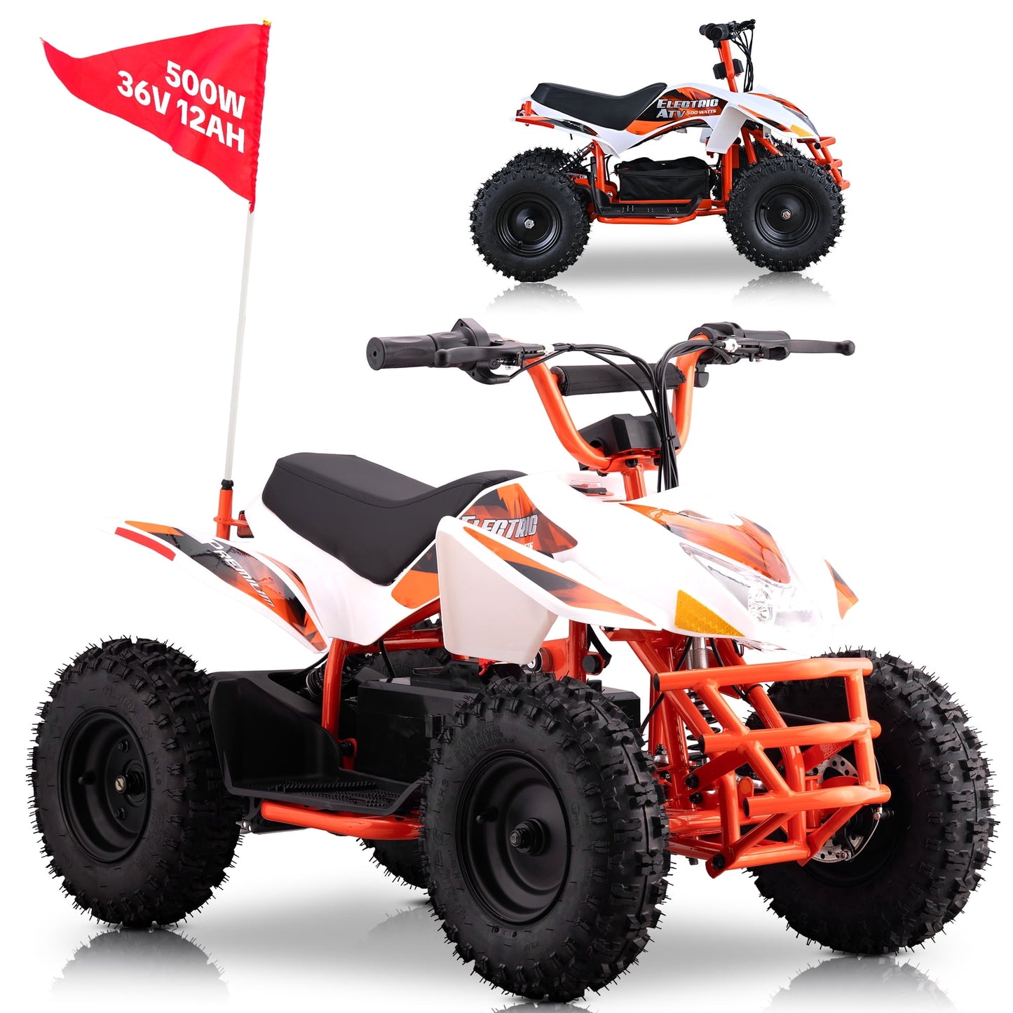 QEASET 500W Sport Ride – 15 mph Speed, 36V Battery, 45–60 Min Run Time, Orange