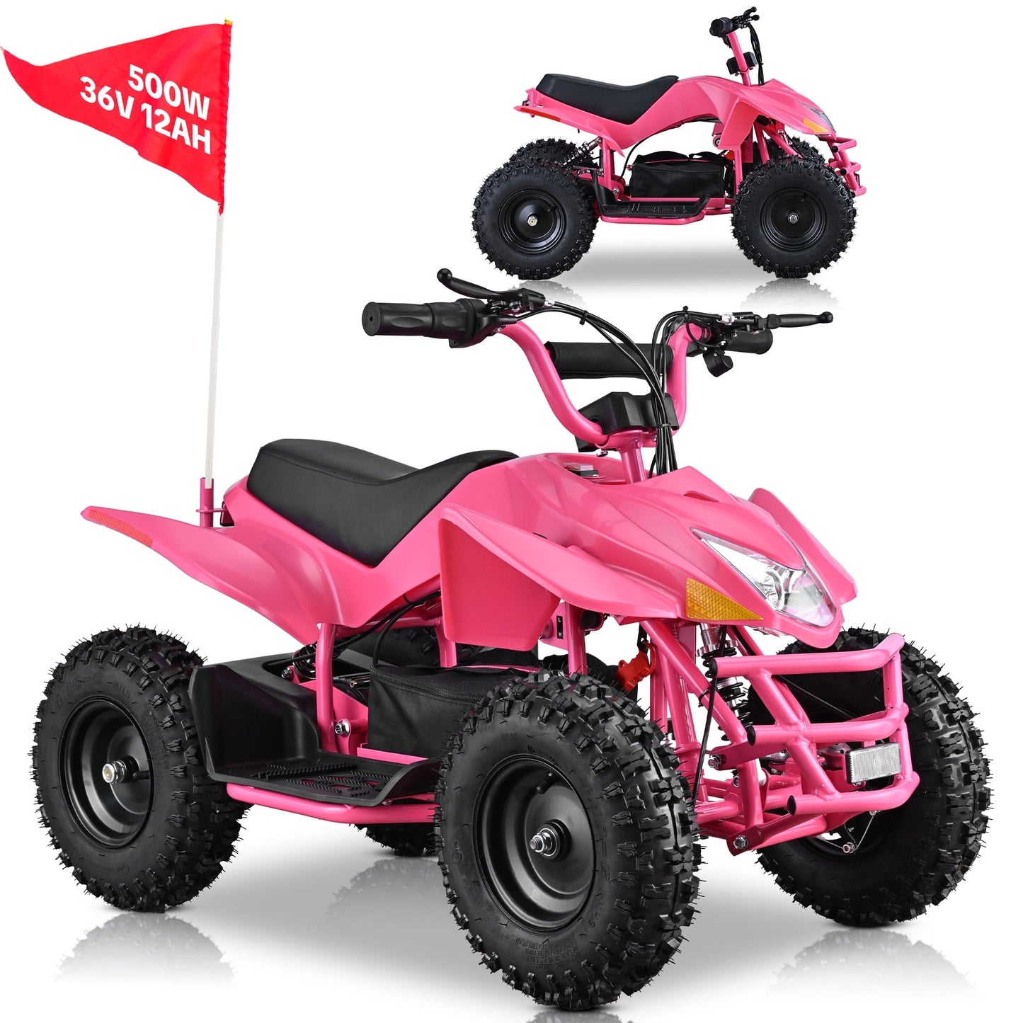 QEASET 500W Sport Ride – 15 mph Speed, 36V Battery, 45–60 Min Run Time, Pink
