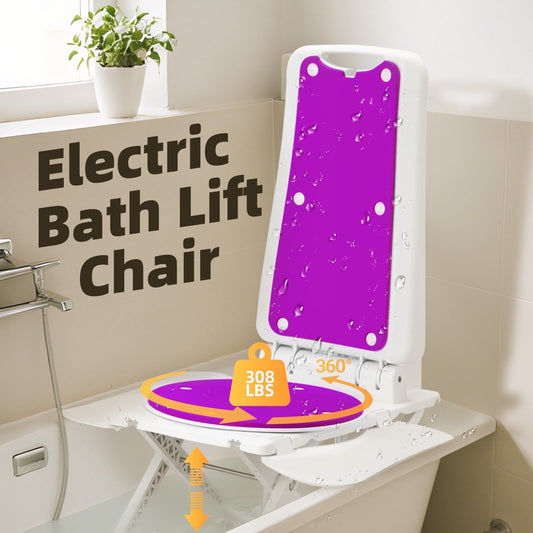 Arshin Electric Chair Lift,Foldable Floor Lift for Elderly,Stand Up Independently from Floor,Raises Up to 20",308 lbs Capacity,IPX8 Waterproof Bath Lift for Tub,No Assembly(Purple)
