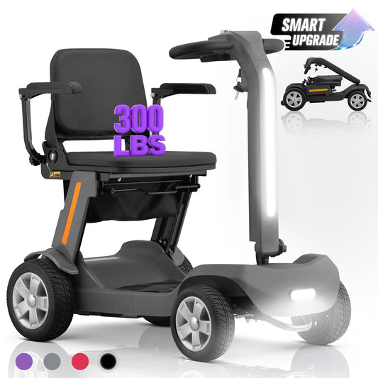 Ultra Lightweight 88lbs Mobility Scooter for Seniors,Arshin Foldable Electric Wheelchair,15 Miles Lithium Battery,300lbs Strong Device for Travel,Legroom for Big & Tall,Silver