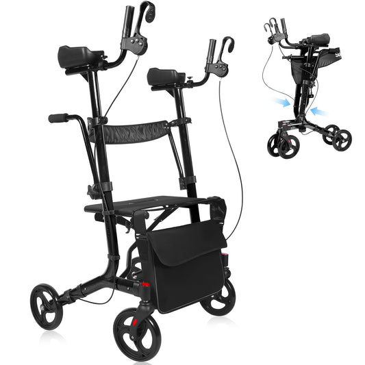 QEASET Folding Mobility Walkers, Convertible wheelchair, Black