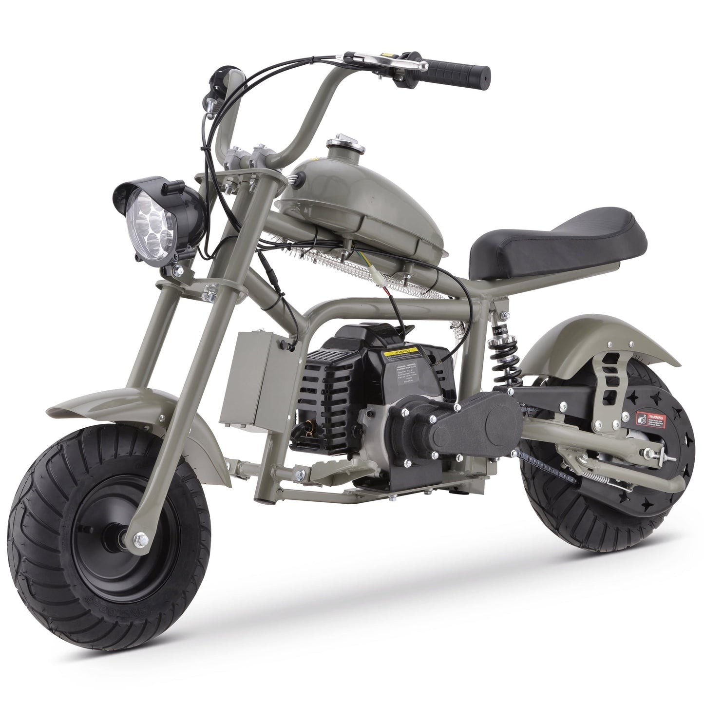 QEASET Gas Mini Chopper Bike, 40CC 4-Stroke Dirt Bike with Big Headlight, Rear Shock Absorber, Metal Frame, Disc Brakes, Max Load 165Lbs, Up to 20Mph, Gary