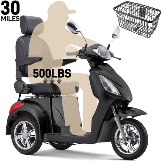 30 Miles Bariatric Scooter 500 lbs Heavy Duty Mobility Scooter,800W Disabled Scooter for Elderly,Handicap Scooter,Arshin Disability Scooter with Long Range Battery,Electric Wheelchair(Black)