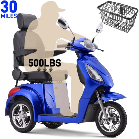 Arshin 30 Miles Bariatric Scooter 500 lbs Heavy Duty Mobility Scooter,800W Disabled Scooter for Elderly,Handicap Scooter,Arshin Disability Scooter with Long Range Battery,Electric Wheelchair(Blue)