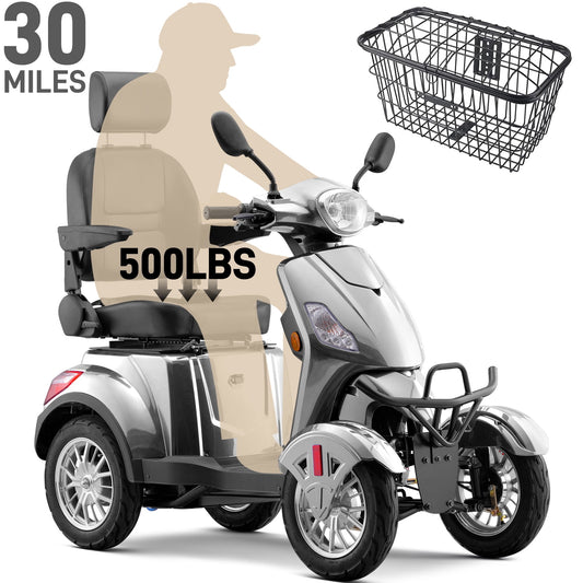 Arshin Heavy Duty 4 Wheel Mobility Scooters for Seniors & Adults 500lbs Capacity,800W All Terrain Electric Recreational Scooter