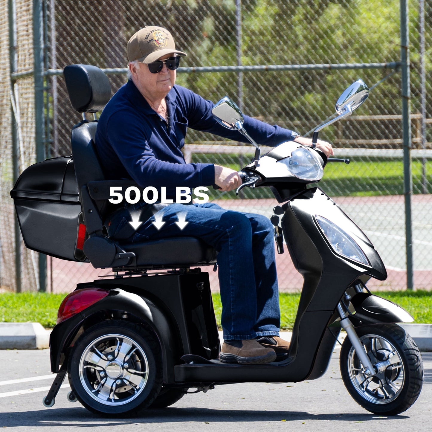 Upgrade Heavy Duty 3 Wheel Mobility Scooter for Seniors & Adults 500lbs Capacity,Arshin Electric Powered Wheelchair Device for Travel,800W All Terrain Mobility Scooter,31 Miles Range,7-15 Mph(Black)