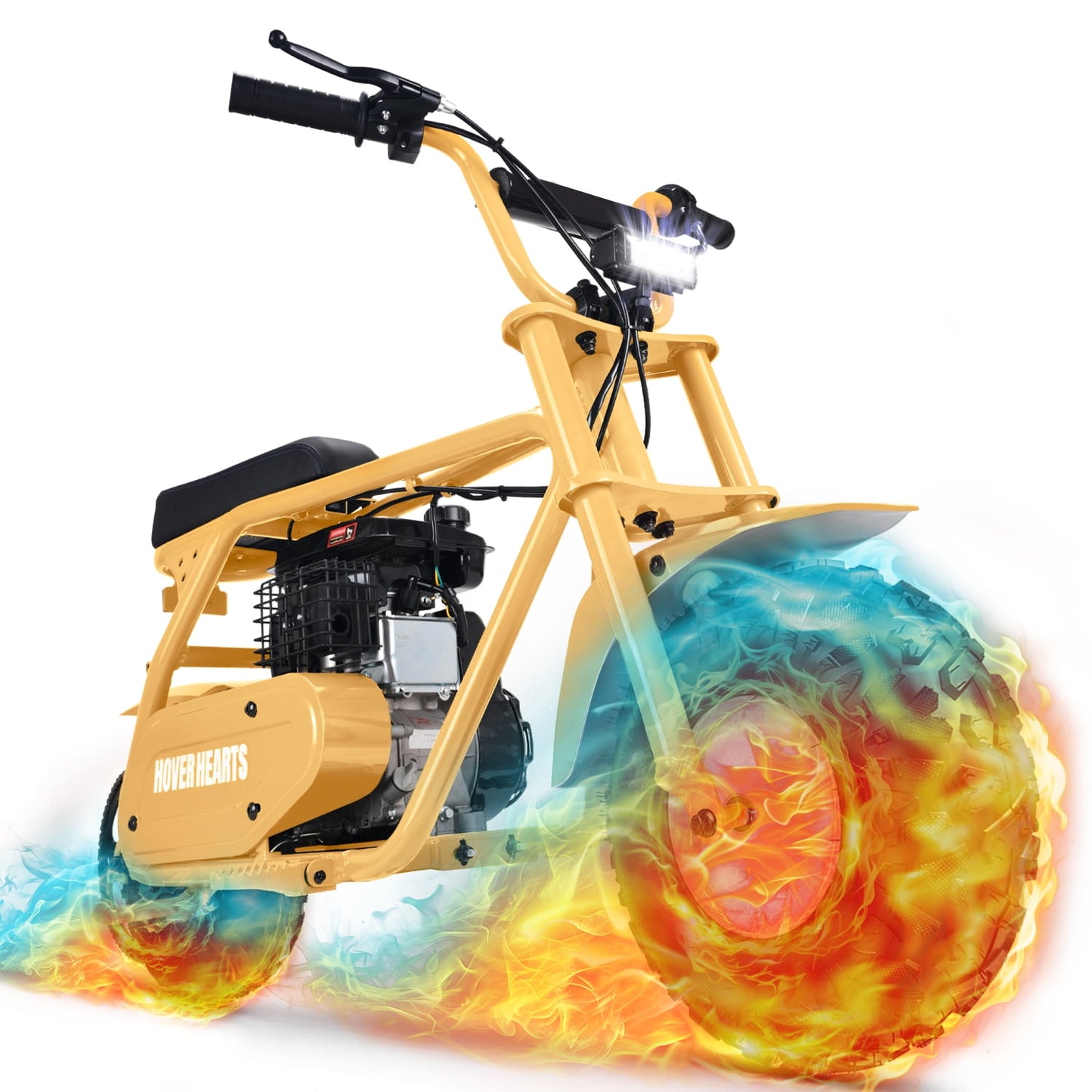 QEASET 99cc Dirt Bike, Gas Powered, 4-Stroke with LED Headlight, 25MPH Minibike Trail Bike, Pull Start, Poucket Bike for Teenager and Adult, Summer Gift