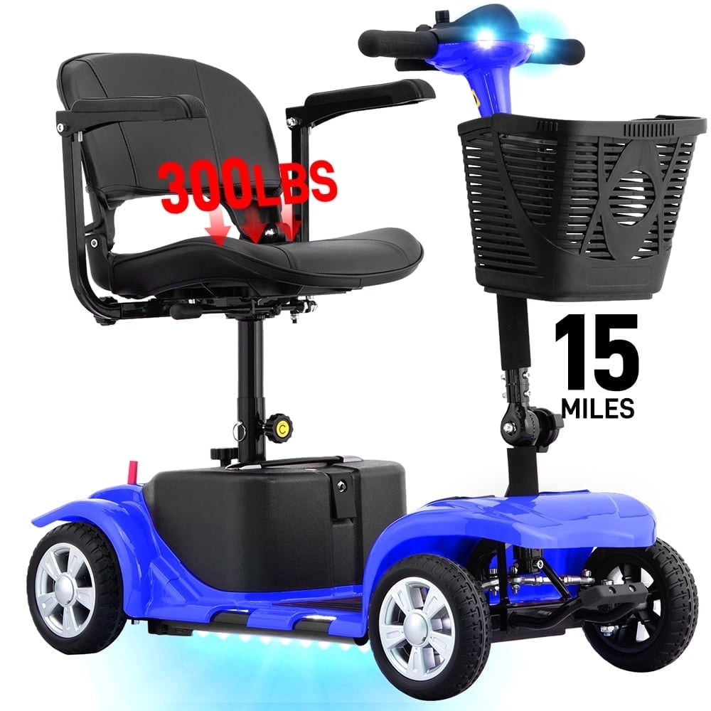 Arshin Mobility Scooter,4 Wheel Mobility Scooter for Adults,Senior,Electric Powered Wheelchair Chargeable Device for Travel,Blue