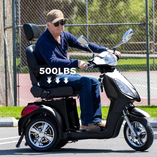 Heavy Duty 3 Wheel Mobility Scooters for Seniors & Adults 500lbs Capacity,Arshin Electric Powered Wheelchair Device,800W All Terrain Fast Mobility Scooter,31 Miles Long Range Battery(Black)