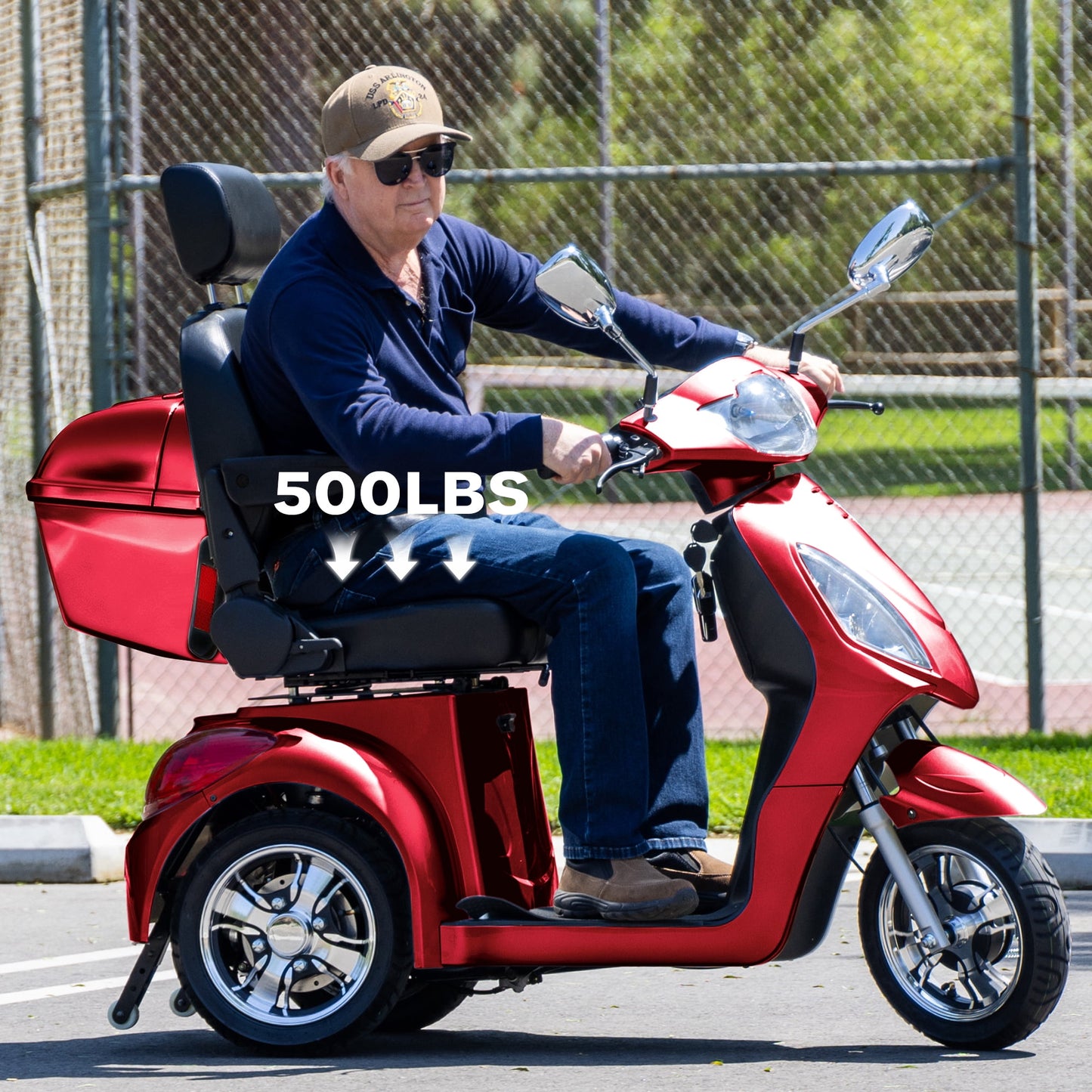 New & Improved 3-Wheel Mobility Scooter for Adults & Seniors - 500 lb Heavy Duty Capacity,31-Mile Range,800W Power for Outdoor Use by Arshin,All-Day Riding,Easy to Use(Red)