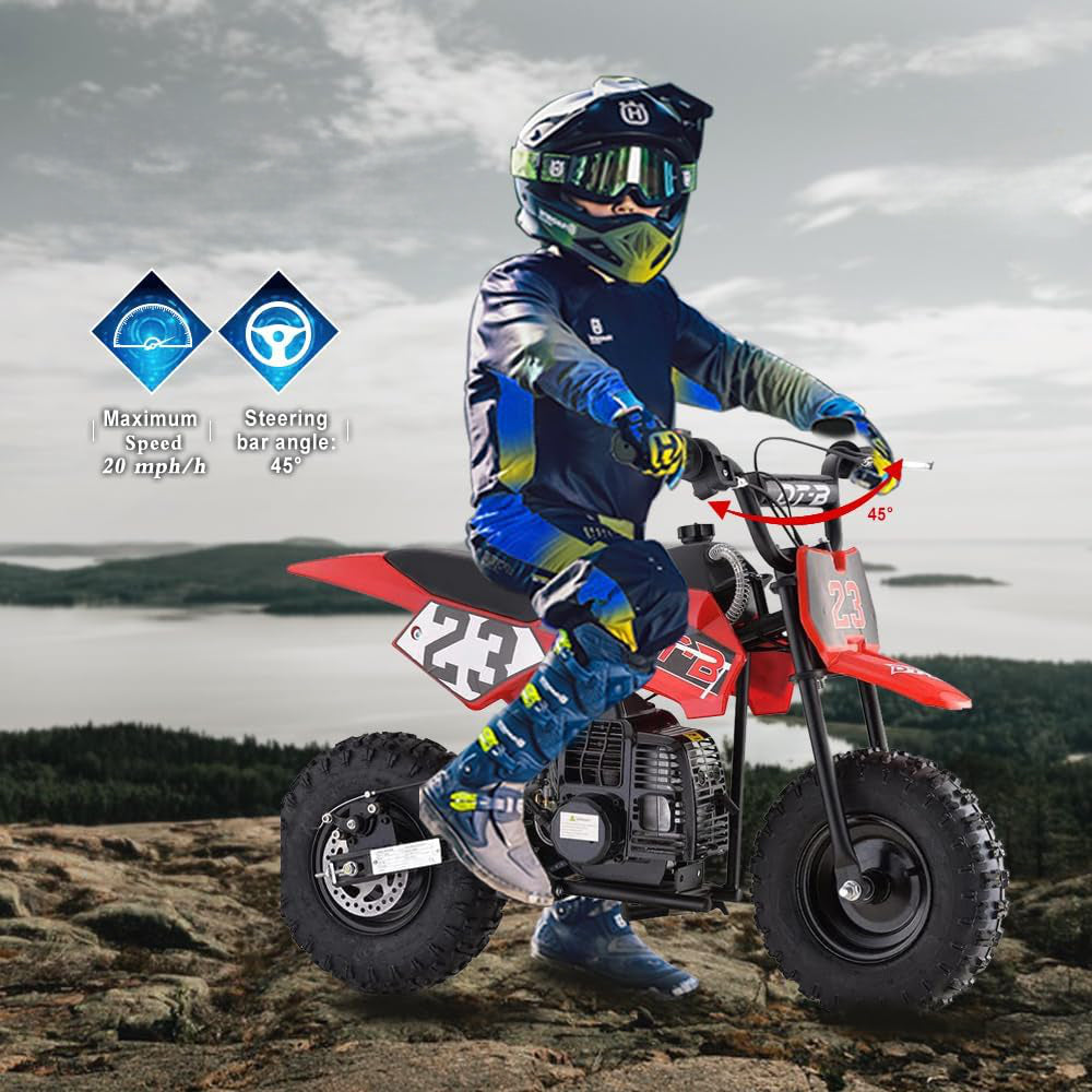 HOVERHEART Mini Kid Dirt Bike, Motorcycle Dimensions 38''L x 22''W x 26''H, 50 CC 2-Stroke Dirt Bike With Off-Road Tire, W/ EPA Approved Gas Powered Engine for Kids over Age 8 (Model: DB02)