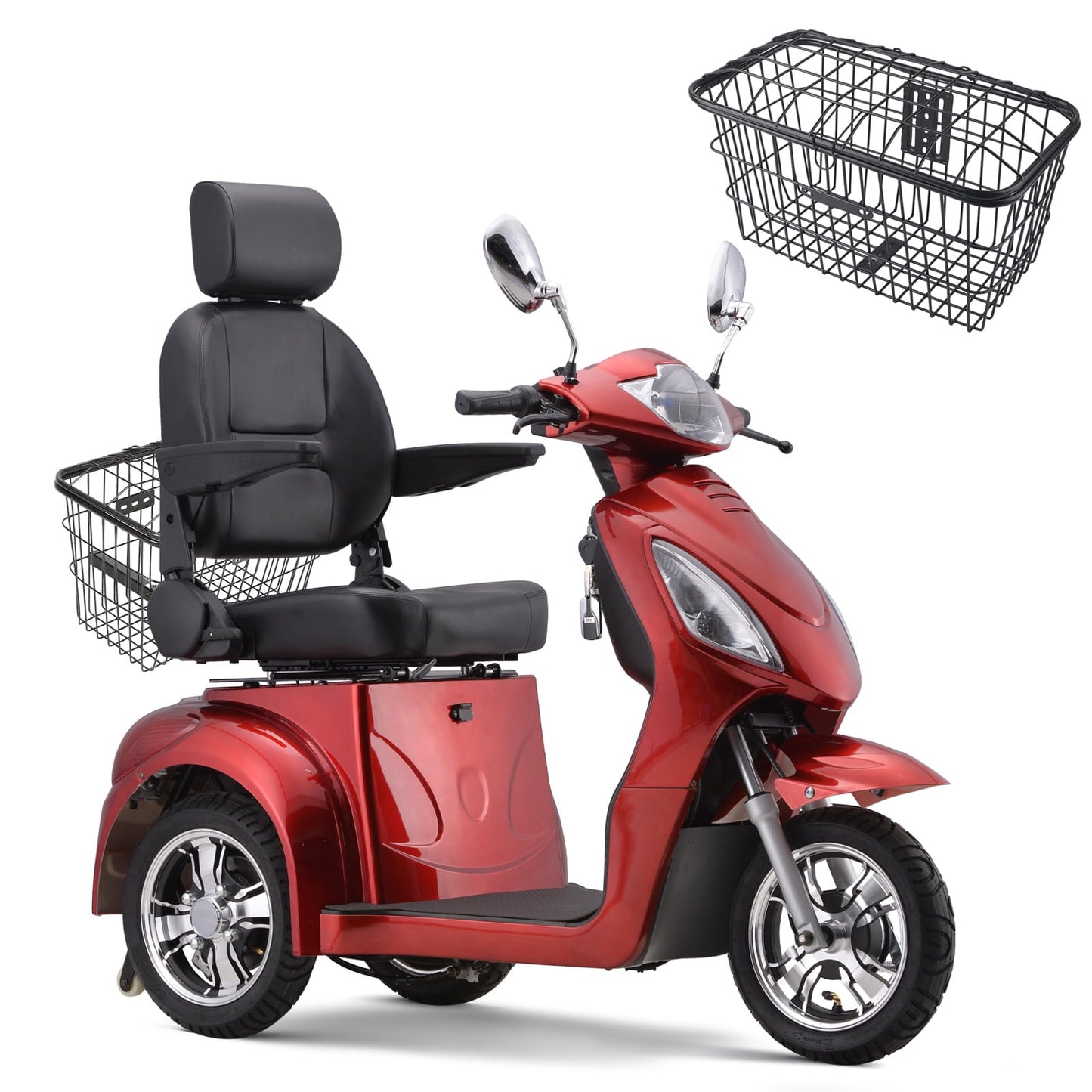 SKRT Electric Large 3 Wheel Mobility Scooters, Heavy Duty Wheelchair Device, 400 LBS Capacity for Seniors & Adults, Speed Adjust, Remote Key, Assembled In US, Receive Ready to Ride