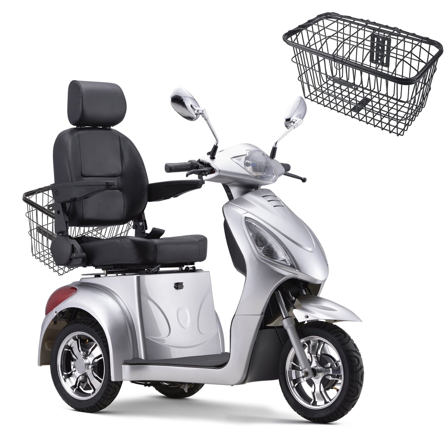 SKRT Electric Large 3 Wheel Mobility Scooters, Heavy Duty Wheelchair Device, 400 LBS Capacity for Seniors & Adults, Speed Adjust, Remote Key, Assembled In US, Receive Ready to Ride