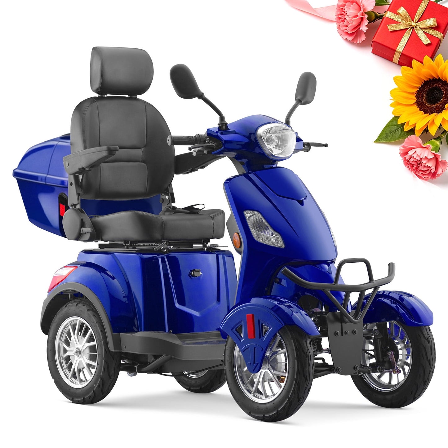 Aoemoe Super Large Electric 4 Wheel Mobility Scooters, Heavy Duty 800W Wheelchair Device, 500 LBS Capacity for Seniors & Adults, Speed Adjust, Remote Key, Receive Ready to Ride.（Blue）