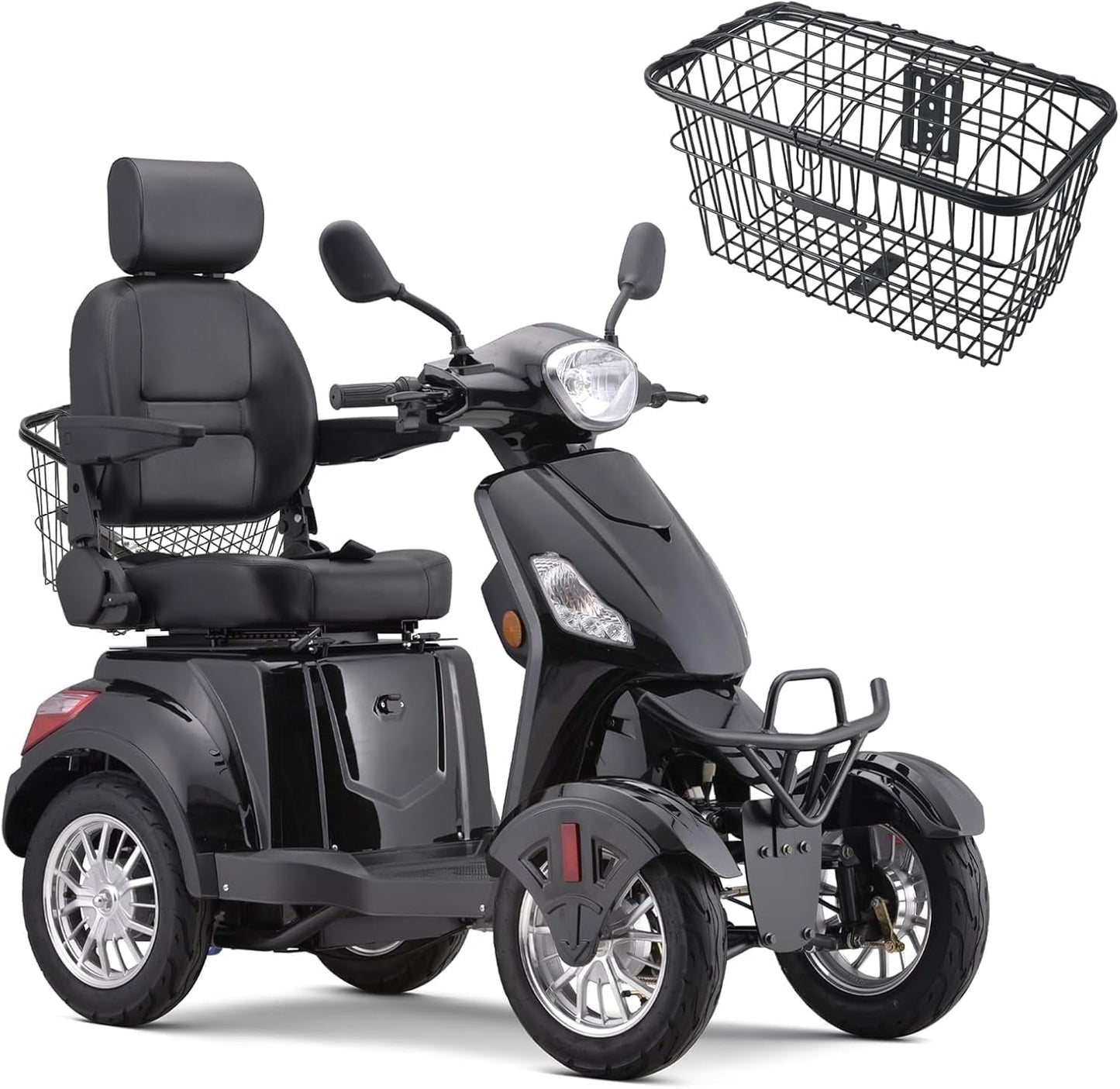 Super Large Electric 4 Wheel Mobility Scooters, Heavy Duty 800W Wheelchair Device, 500 LBS Capacity for Seniors & Adults, Speed Adjust, Remote Key, Receive Ready to Ride.（Black）